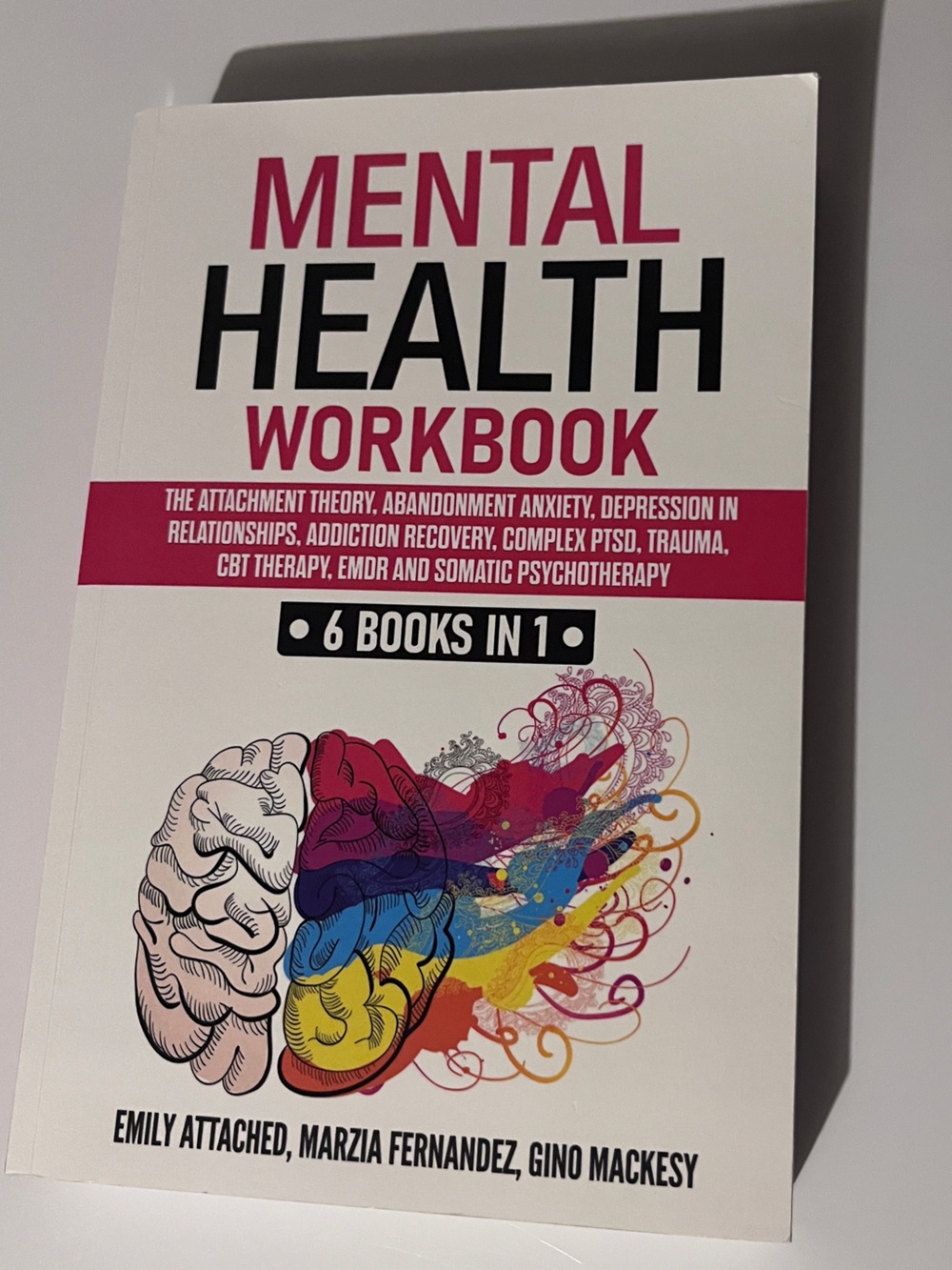 Amazon Mental Health Workbook - White with Pink, Black, Multicolor Brain Art